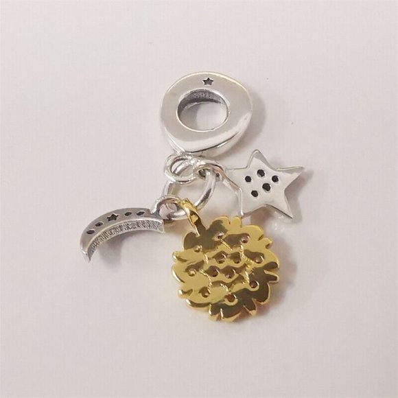 Pandora Two-tone Celestial Triple Dangle Charm - Picture 2 of 4